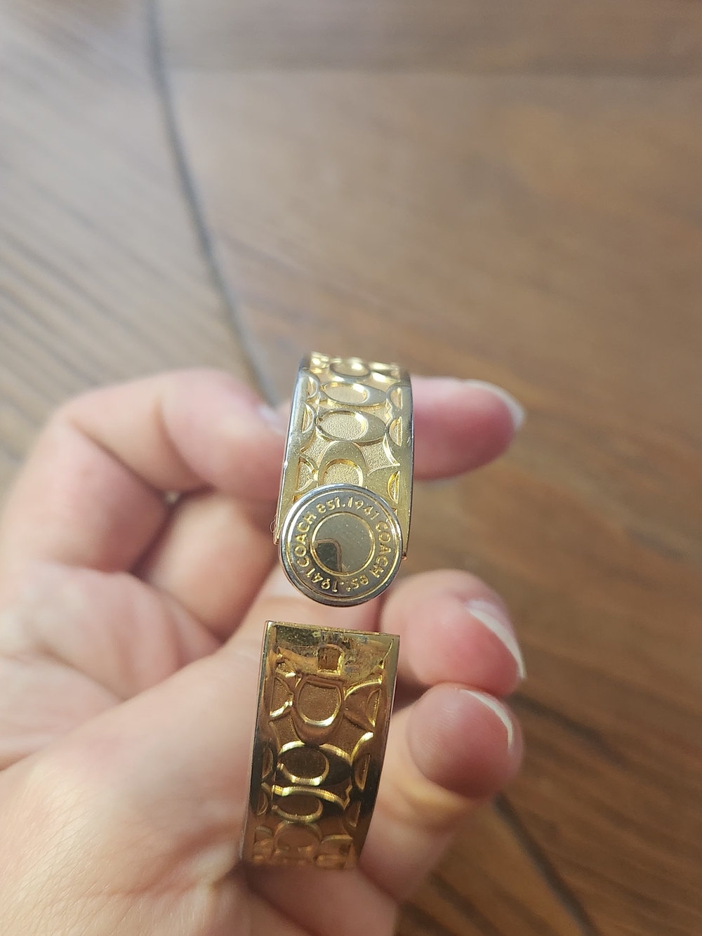 Coach Gold-Tone Signature C Link Bangle Bracelet - Picture 4 of 6